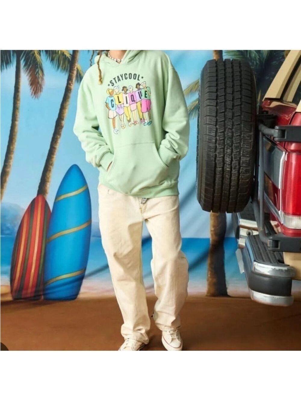 Stay Cool NYC Clique Mens Hoodie Size Large Green - Picture 9 of 9